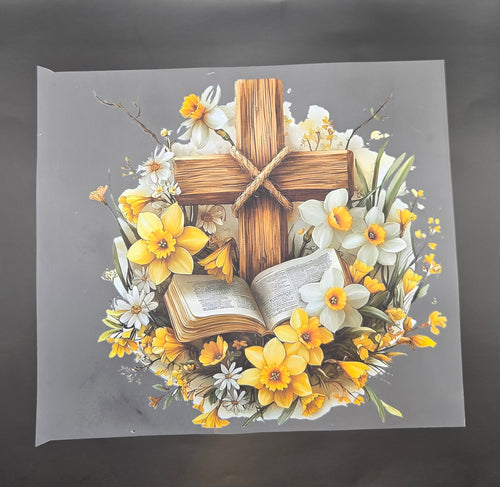 Bible and Cross DTF Transfer – Ready to Press Christian Faith Tee Iron-On