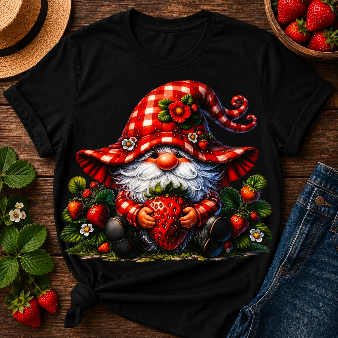 Red checkered strawberry Gnome DTF