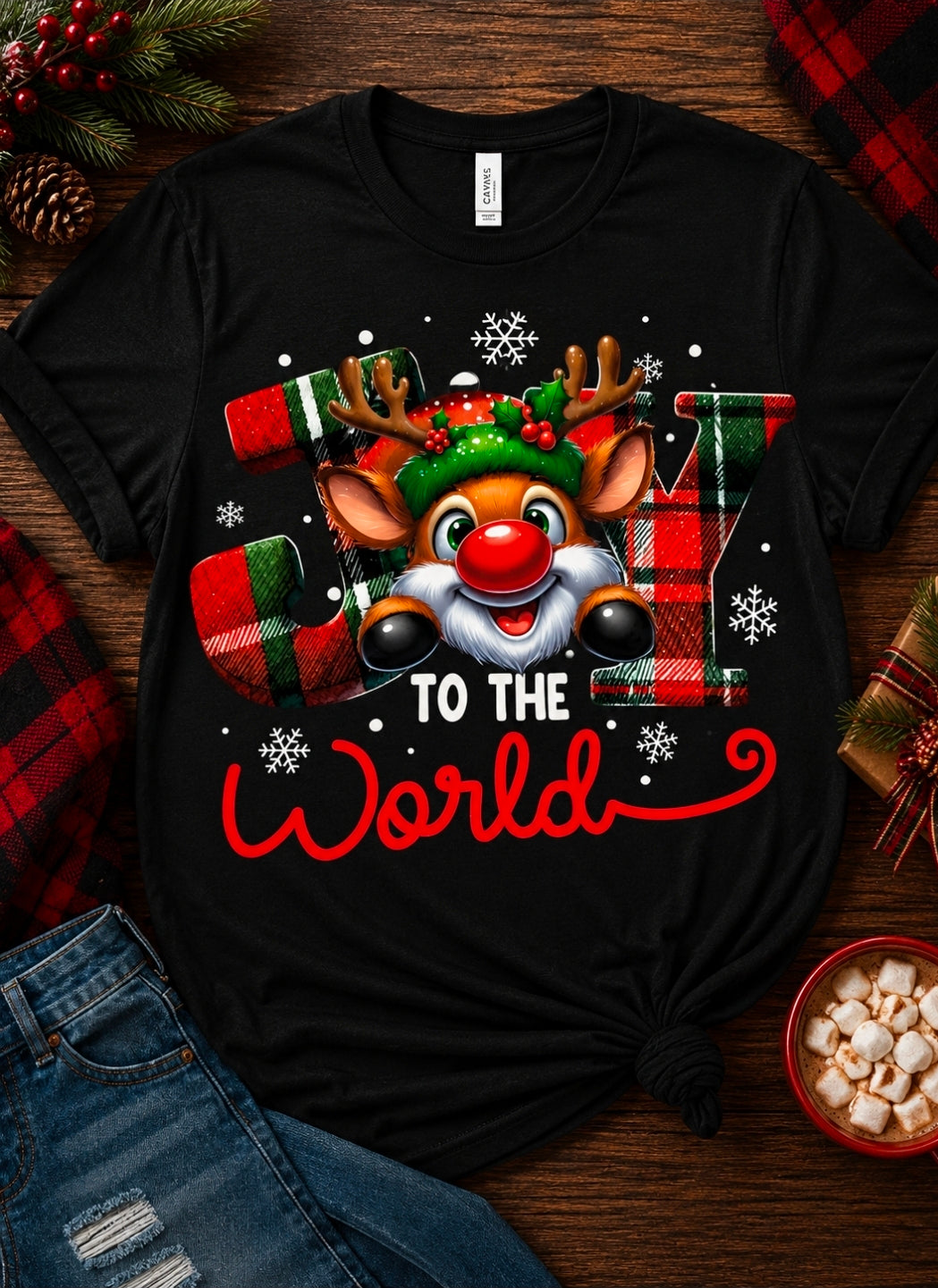 Joy to the World Christmas DTF Transfer – Ready to Press Holiday Shirt Iron-On