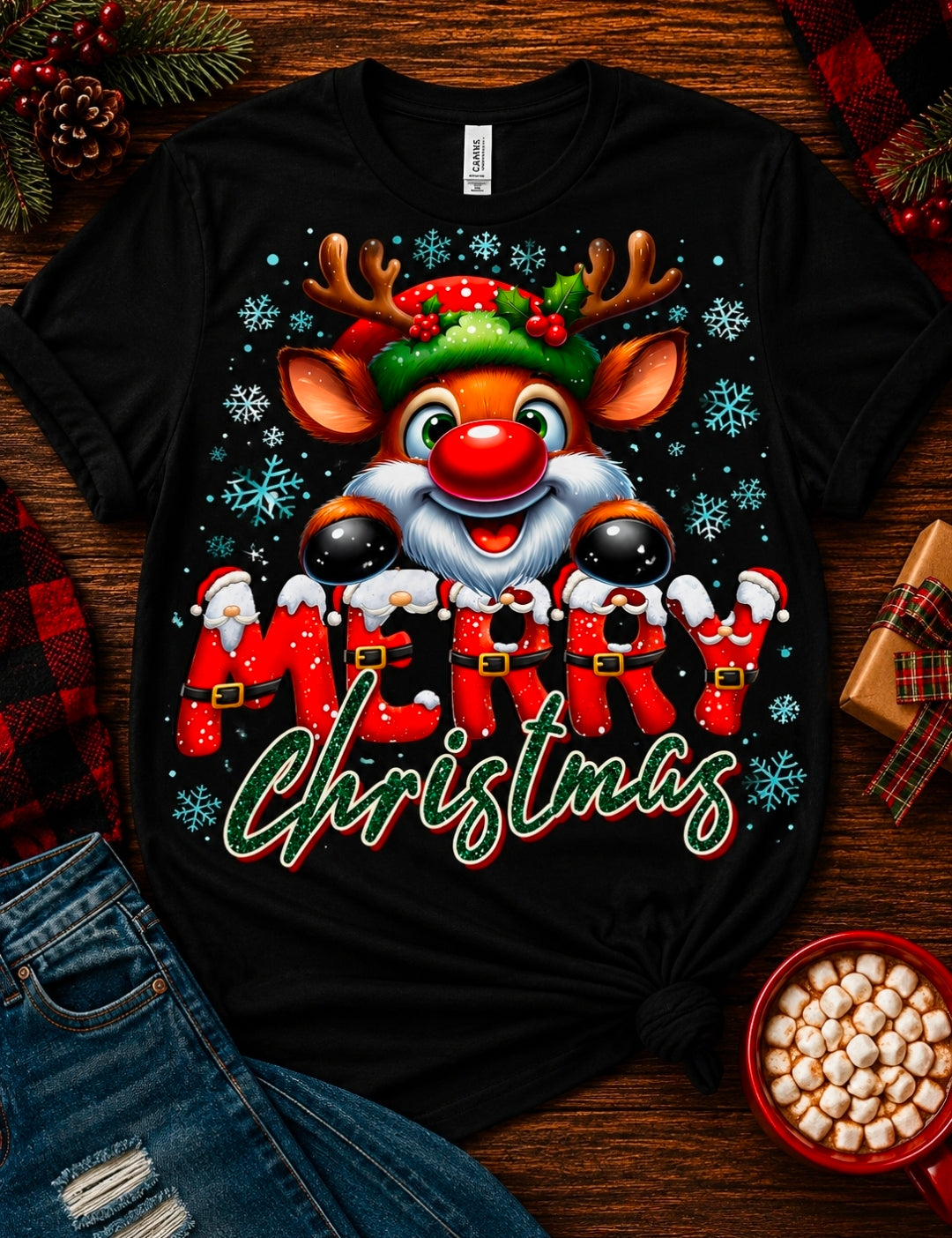 Merry Christmas Reindeer DTF Transfer