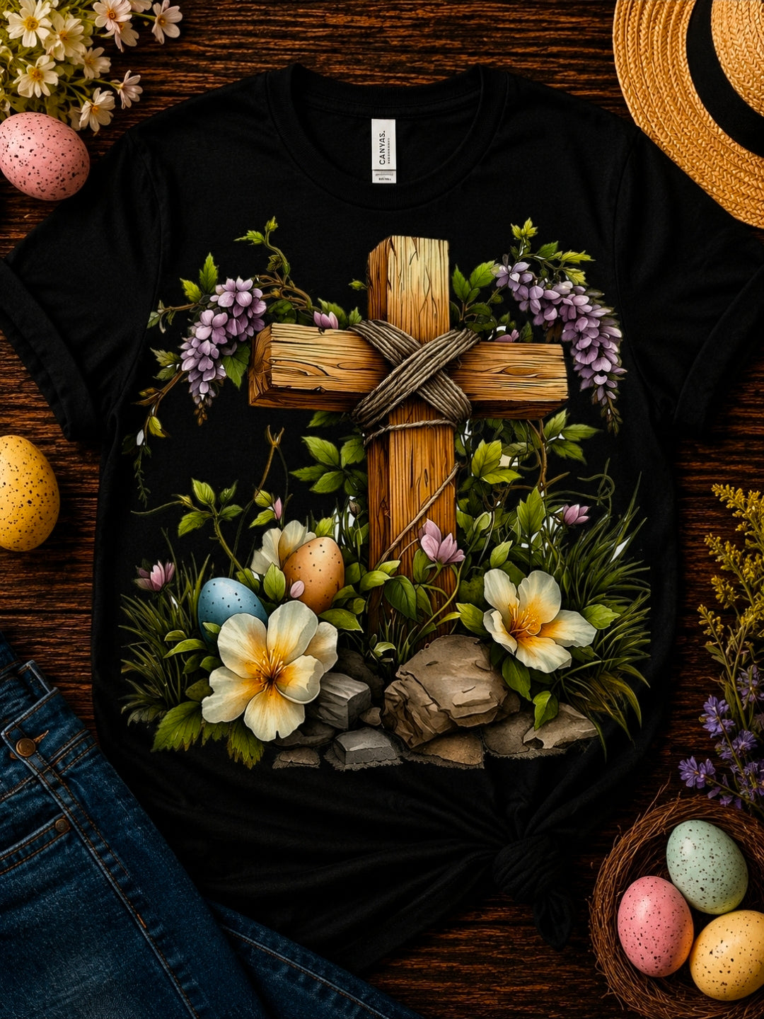 Classic Cross DTF Transfer – Ready to Press Christian Faith Tee Iron-On