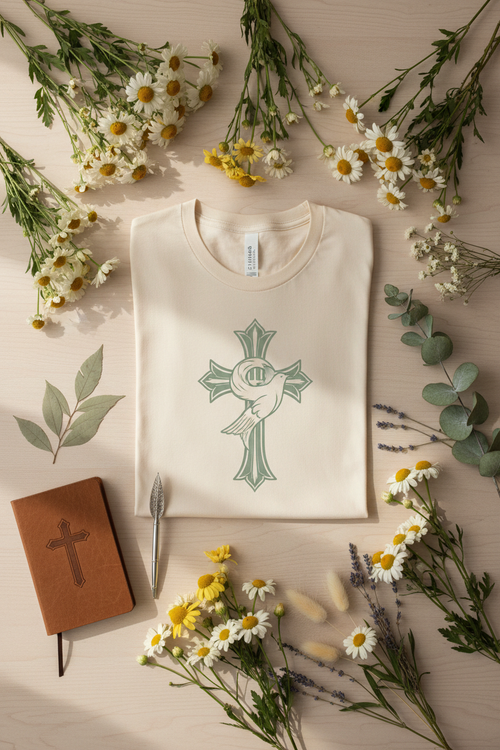 Bird Flower Cross Transfer Mockup
