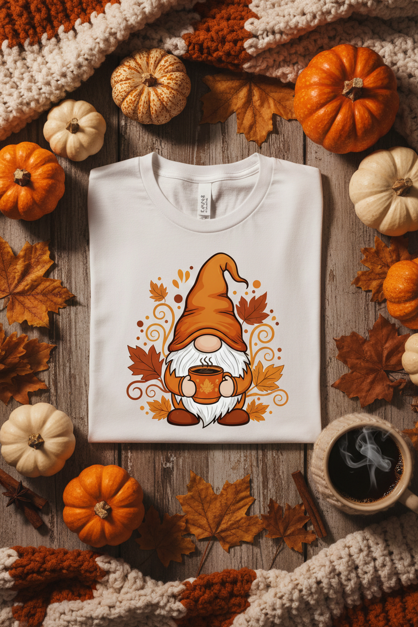 Fall Gnome Coffee Transfer Mockup
