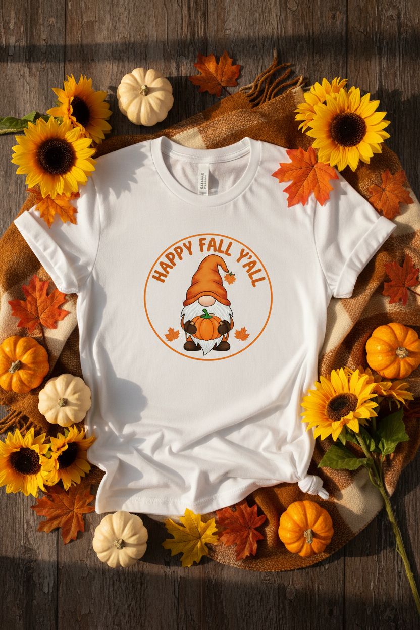 Happy Fall Y'all Gnome Transfer Mockup