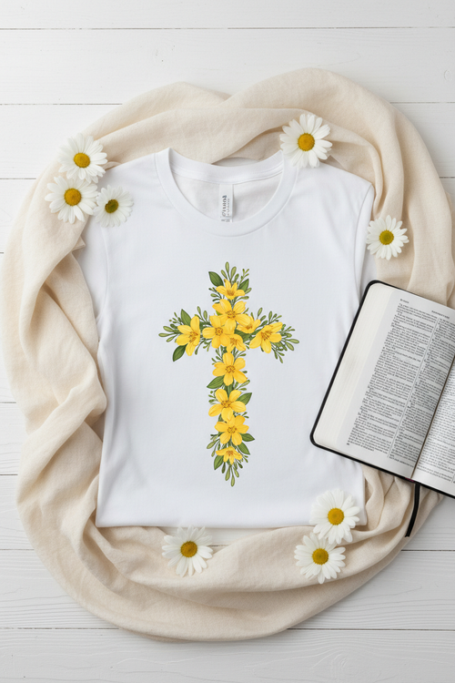 Yellow Flower Cross Transfer Mockup